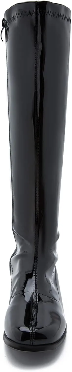 GOGO Boots for Women, Knee High Boots, Low Block Heel Zipper Boots Ladies Party Dance Shoes