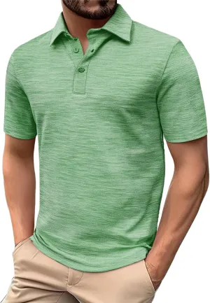 Golf Polo Shirt for Men 3-Button Moisture Wicking Quick-Dry Short Sleeve Casual Shirts Fashion Business Collared Tops