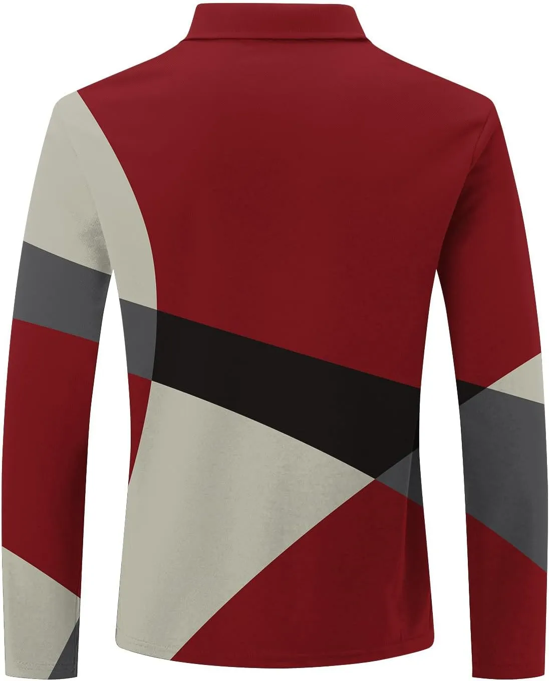 Golf Shirts for Men Lightweight Long Sleeve Quarter-Zip Henley Sweatshirts Loose Fit Color Block Causal Polo Pullover