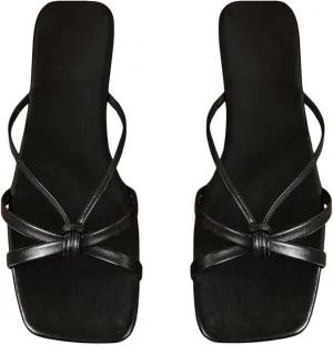 GORGLITTER Women's Cross Strap Flat Sandals Dressy Square Open Toe Cute Vacation Slide Sandals