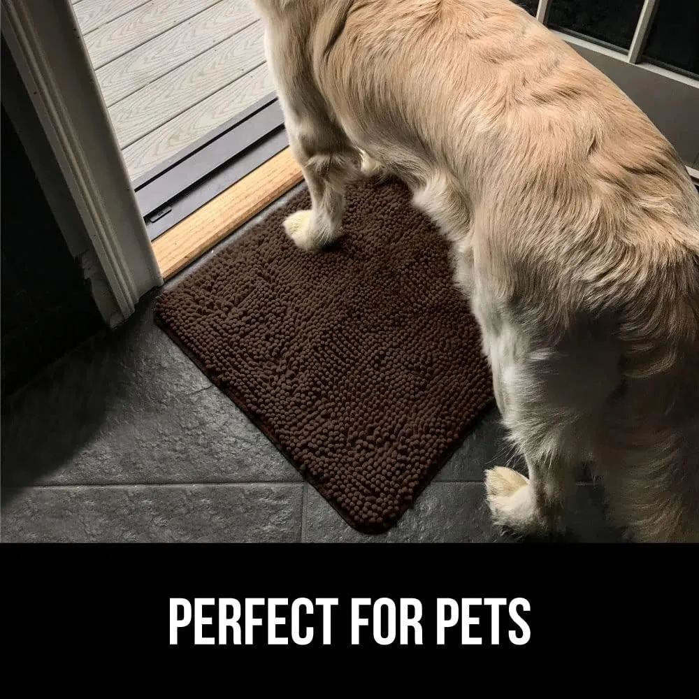 GORILLA GRIP Ultra Absorbent Grippy Doormat for Muddy Dog Paws, 36x24 Machine Washable Soakstopper Rugs Cleaner Floors, Bed Mat for Dirty Dogs, Indoor Entrance Door Rug Pet Bed Mats Brown