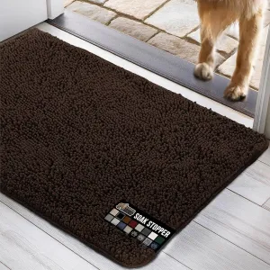 GORILLA GRIP Ultra Absorbent Grippy Doormat for Muddy Dog Paws, 36x24 Machine Washable Soakstopper Rugs Cleaner Floors, Bed Mat for Dirty Dogs, Indoor Entrance Door Rug Pet Bed Mats Brown