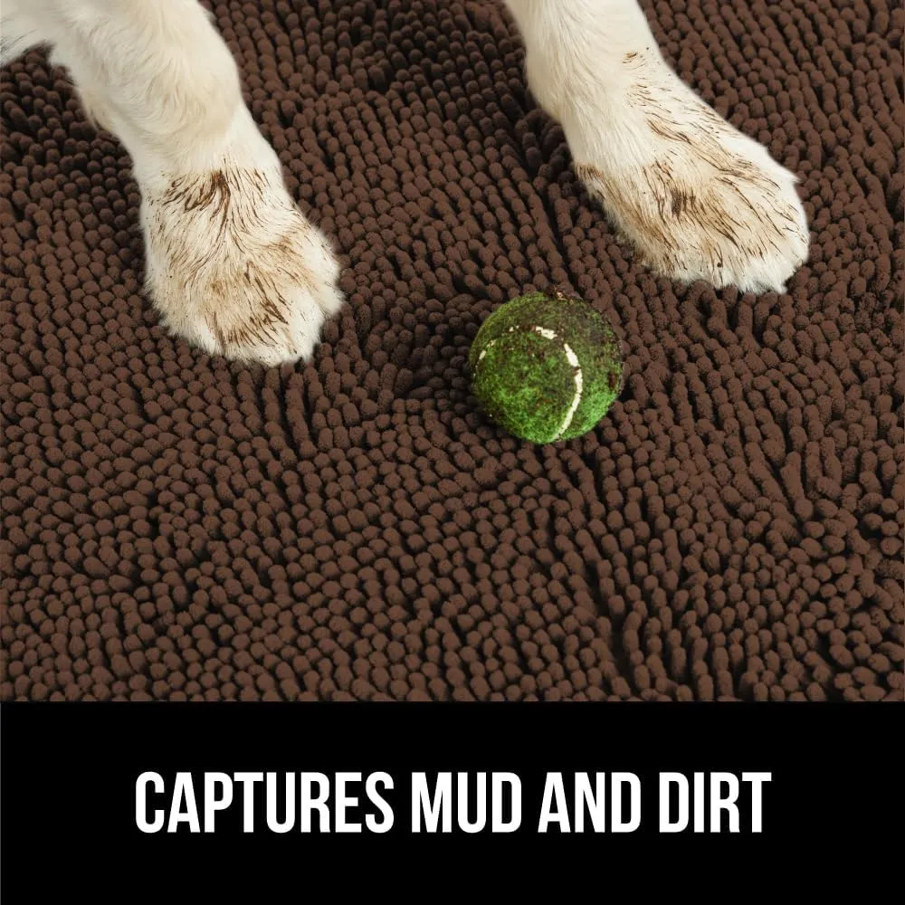 GORILLA GRIP Ultra Absorbent Grippy Doormat for Muddy Dog Paws, 36x24 Machine Washable Soakstopper Rugs Cleaner Floors, Bed Mat for Dirty Dogs, Indoor Entrance Door Rug Pet Bed Mats Brown