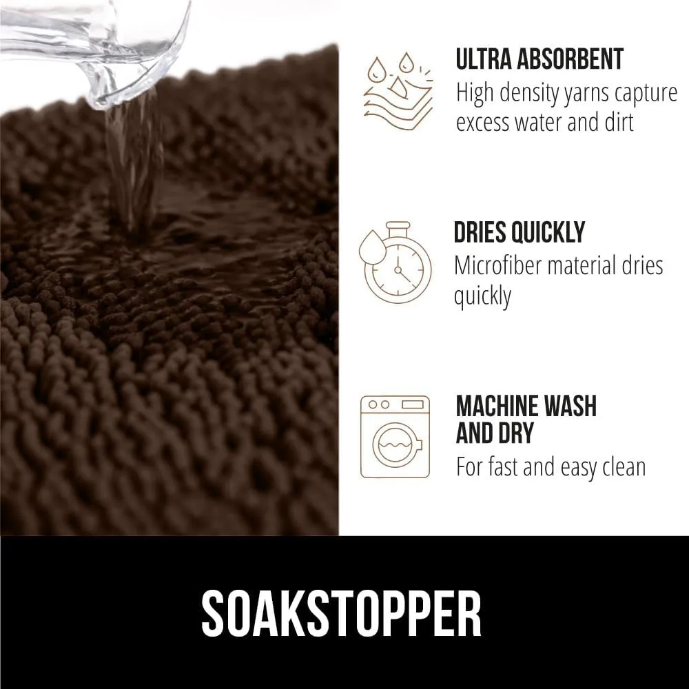 GORILLA GRIP Ultra Absorbent Grippy Doormat for Muddy Dog Paws, 36x24 Machine Washable Soakstopper Rugs Cleaner Floors, Bed Mat for Dirty Dogs, Indoor Entrance Door Rug Pet Bed Mats Brown