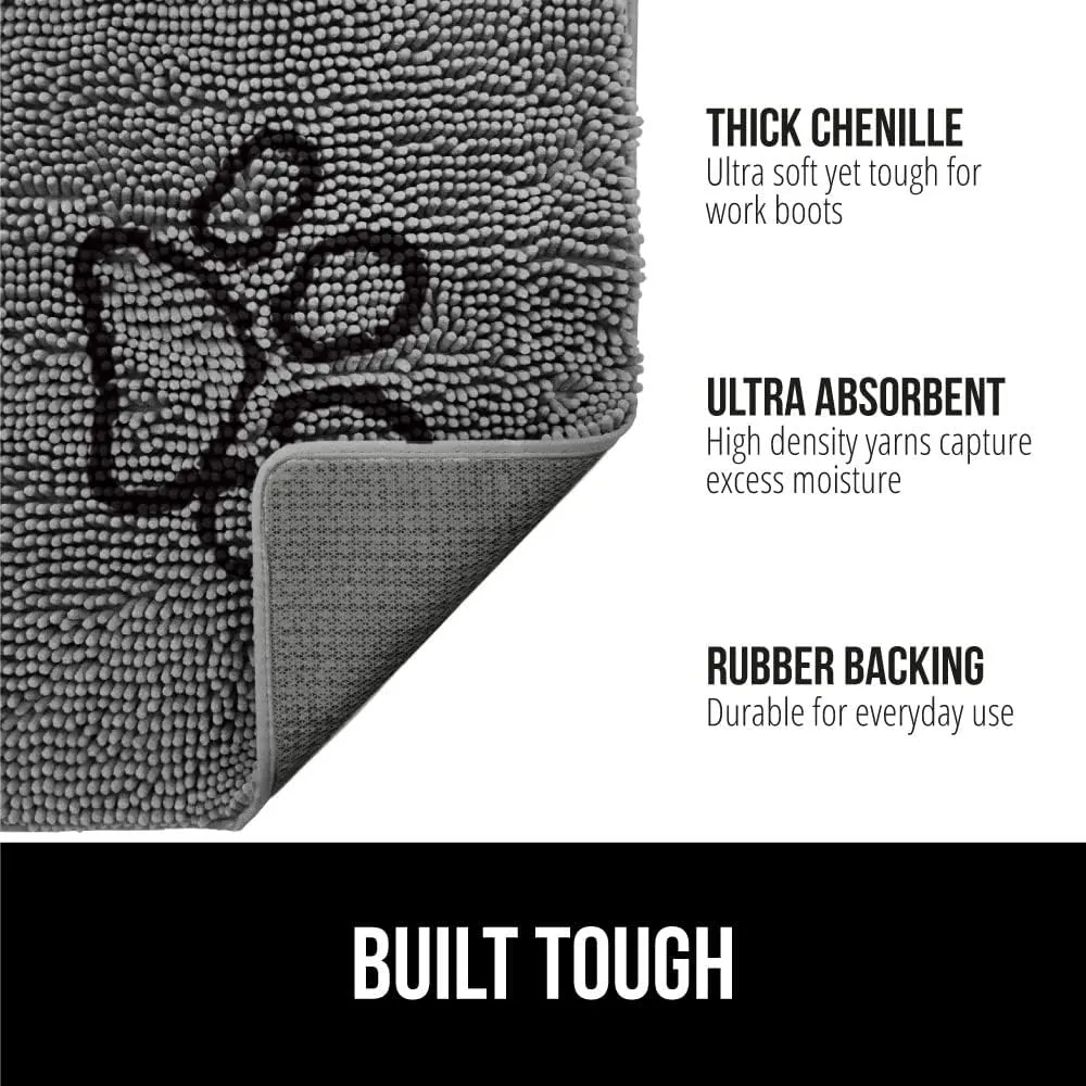 GORILLA GRIP Ultra Absorbent Grippy Doormat for Muddy Dog Paws, 36x24 Machine Washable Soakstopper Rugs Cleaner Floors, Bed Mat for Dirty Dogs, Indoor Entrance Door Rug Pet Bed Mats Paw Gray