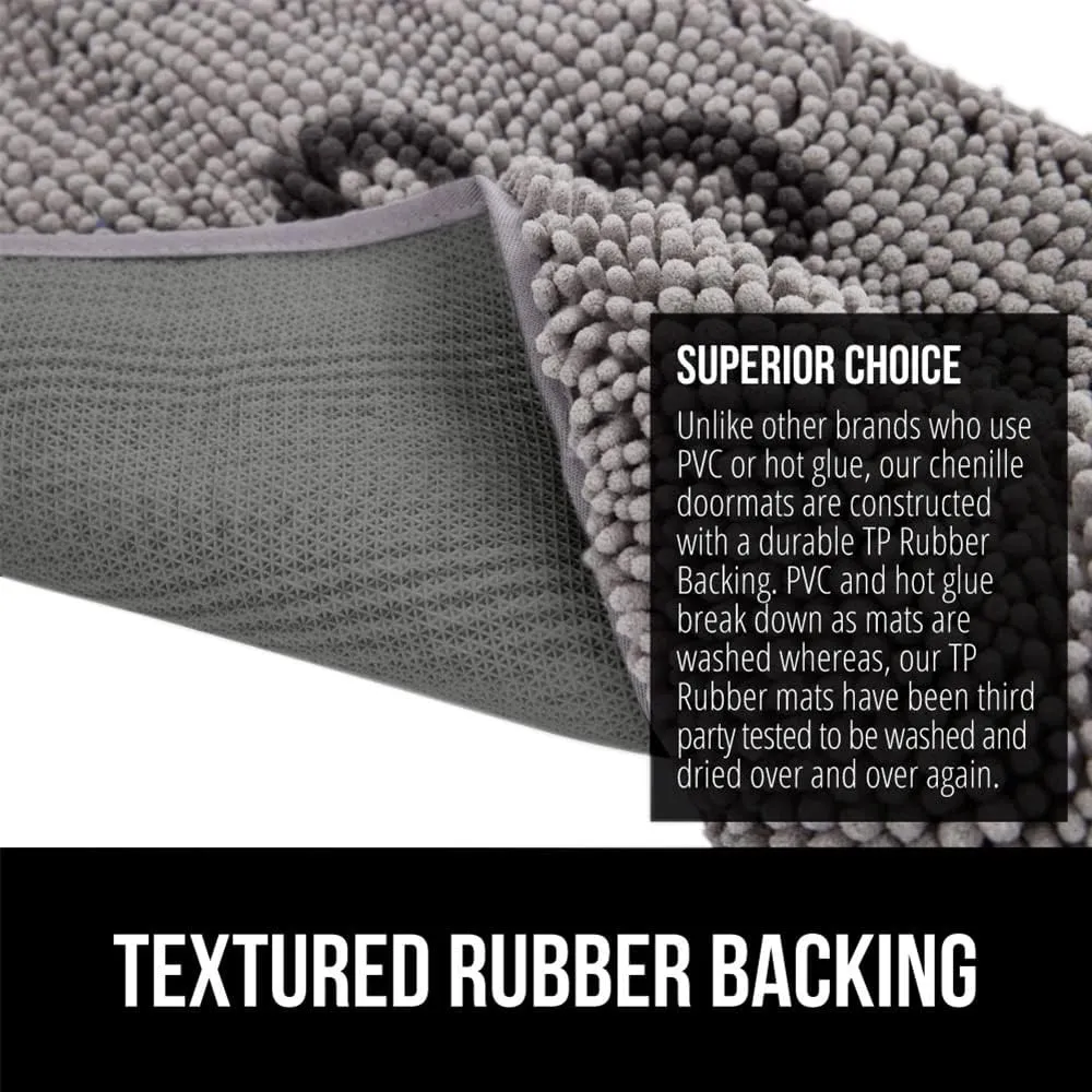 GORILLA GRIP Ultra Absorbent Grippy Doormat for Muddy Dog Paws, 36x24 Machine Washable Soakstopper Rugs Cleaner Floors, Bed Mat for Dirty Dogs, Indoor Entrance Door Rug Pet Bed Mats Paw Gray