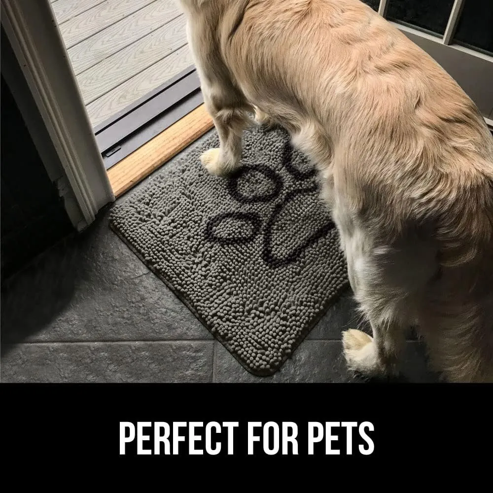 GORILLA GRIP Ultra Absorbent Grippy Doormat for Muddy Dog Paws, 36x24 Machine Washable Soakstopper Rugs Cleaner Floors, Bed Mat for Dirty Dogs, Indoor Entrance Door Rug Pet Bed Mats Paw Gray
