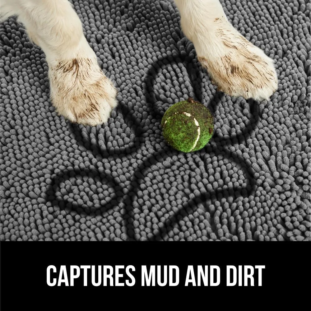 GORILLA GRIP Ultra Absorbent Grippy Doormat for Muddy Dog Paws, 36x24 Machine Washable Soakstopper Rugs Cleaner Floors, Bed Mat for Dirty Dogs, Indoor Entrance Door Rug Pet Bed Mats Paw Gray