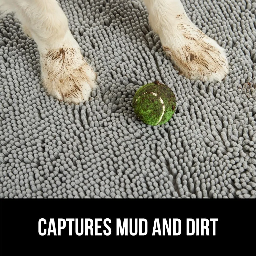 GORILLA GRIP Ultra Absorbent Grippy Doormat for Muddy Dog Paws, Machine Washable Soakstopper Rugs Cleaner Floors, Bed Mat for Dirty Dogs, Indoor Entrance Door Rug Pet Bed Mats 24x17 Gray