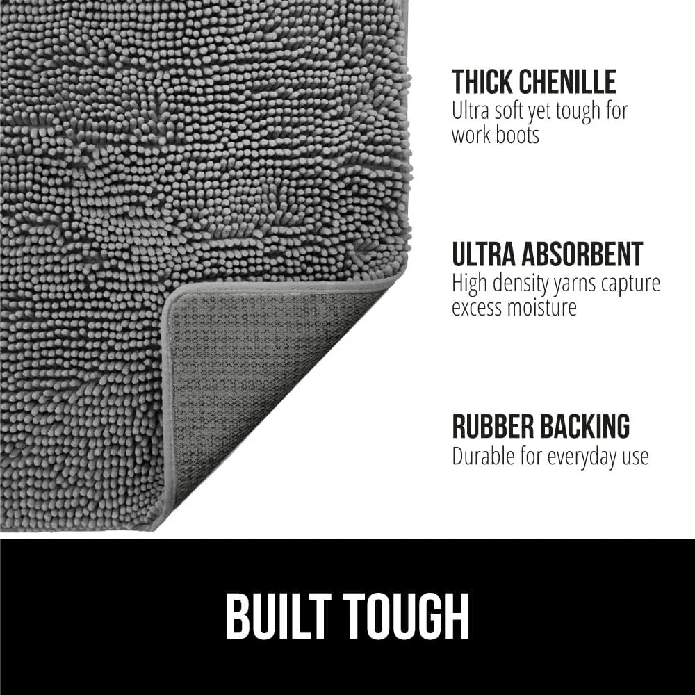 GORILLA GRIP Ultra Absorbent Grippy Doormat for Muddy Dog Paws, Machine Washable Soakstopper Rugs Cleaner Floors, Bed Mat for Dirty Dogs, Indoor Entrance Door Rug Pet Bed Mats 24x17 Gray