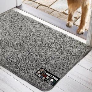 GORILLA GRIP Ultra Absorbent Grippy Doormat for Muddy Dog Paws, Machine Washable Soakstopper Rugs Cleaner Floors, Bed Mat for Dirty Dogs, Indoor Entrance Door Rug Pet Bed Mats 24x17 Gray
