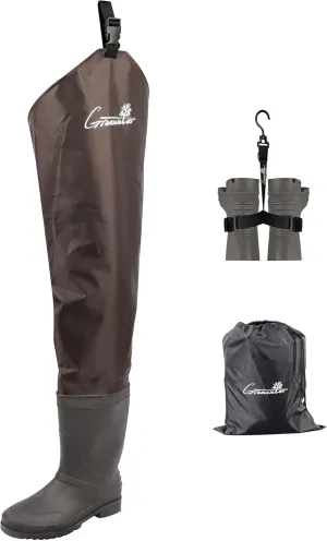 GREENWATER Hip Waders for Men Women with Boots Waterproof,2-Ply Bootfoot Hip Waders with Cleated for Fishing & Hunting