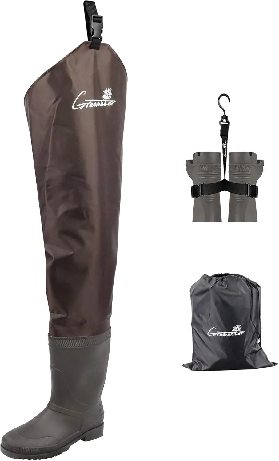 GREENWATER Hip Waders for Men Women with Boots Waterproof,2-Ply Bootfoot Hip Waders with Cleated for Fishing & Hunting