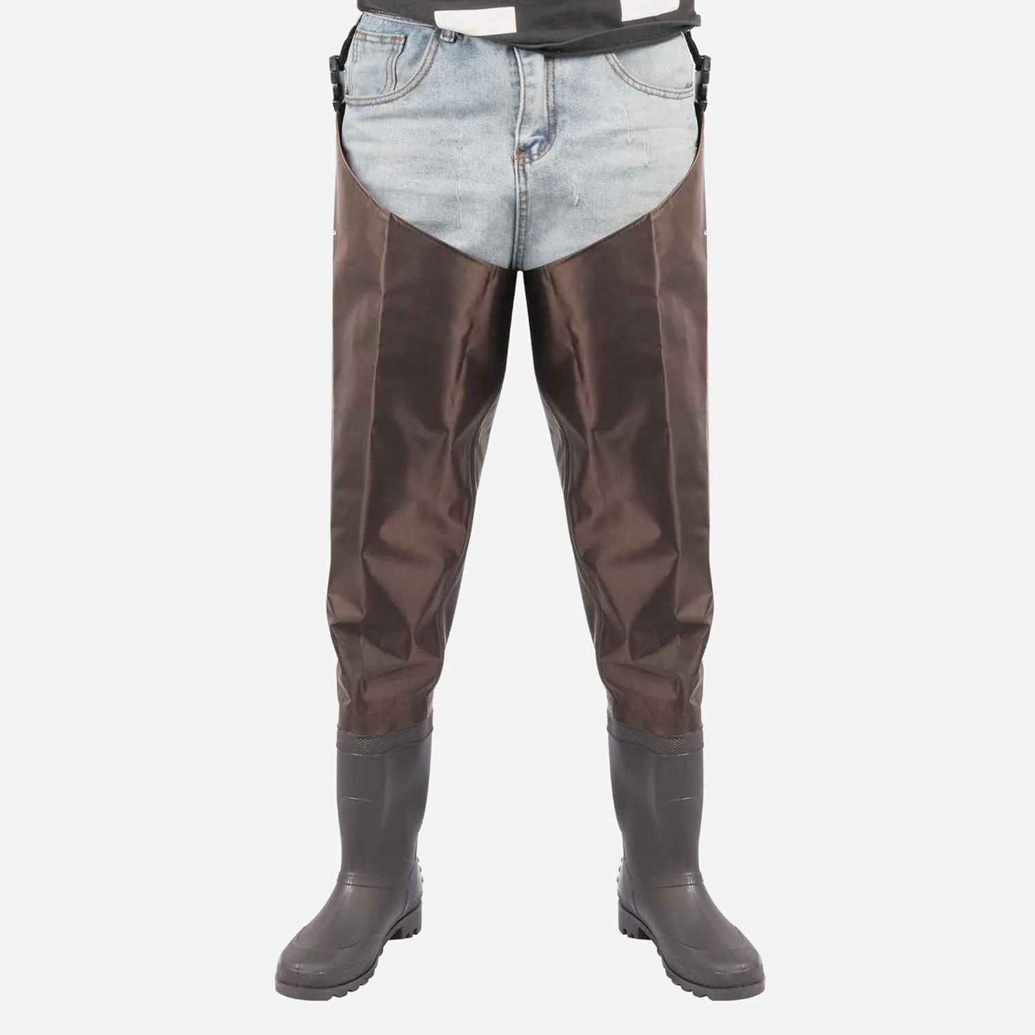 GREENWATER Hip Waders for Men Women with Boots Waterproof,2-Ply Bootfoot Hip Waders with Cleated for Fishing & Hunting