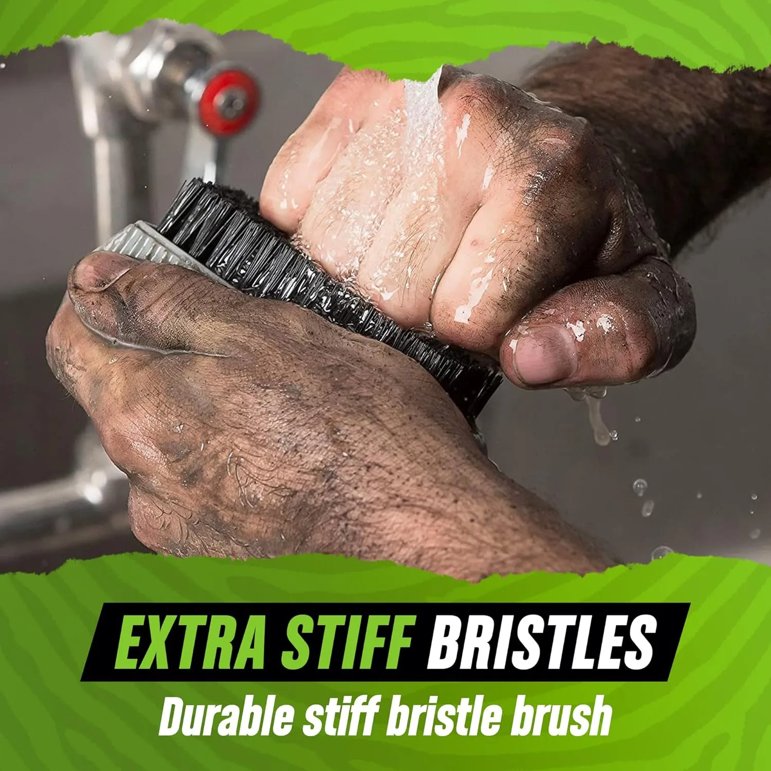 Grip Clean - Heavy Duty Nail Brush for Cleaning Fingernails - Nail Cleaning Scrub Brush for Men & Women - Mechanic Brush. Nail Brush Cleaner for Hands & Under Nails. Stiff Bristle Brush