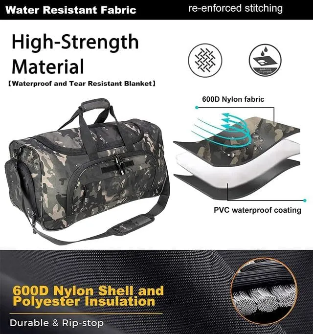 Gym Bag for Women & Men Tactical Duffle Military Weekender Travel Work Out Bags Lightweight Waterproof Sports Tote Shoe Pocket