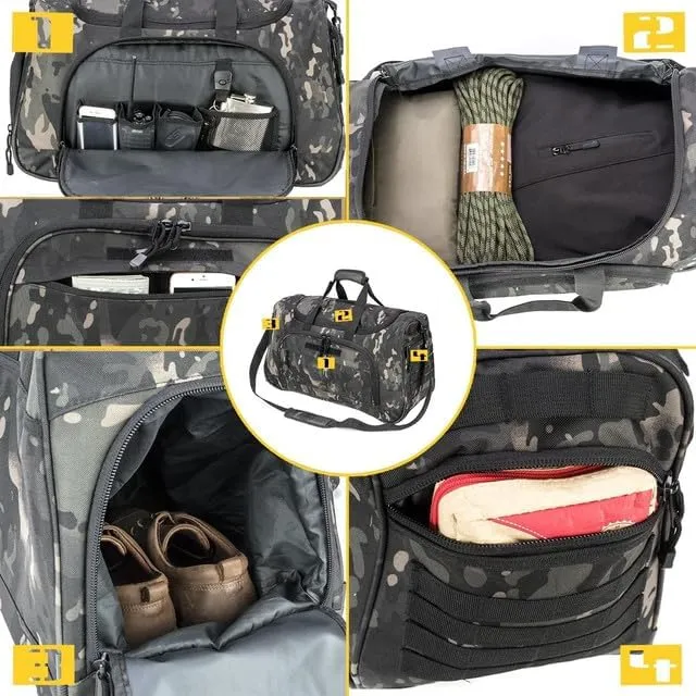 Gym Bag for Women & Men Tactical Duffle Military Weekender Travel Work Out Bags Lightweight Waterproof Sports Tote Shoe Pocket