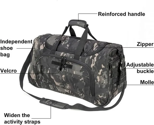 Gym Bag for Women & Men Tactical Duffle Military Weekender Travel Work Out Bags Lightweight Waterproof Sports Tote Shoe Pocket