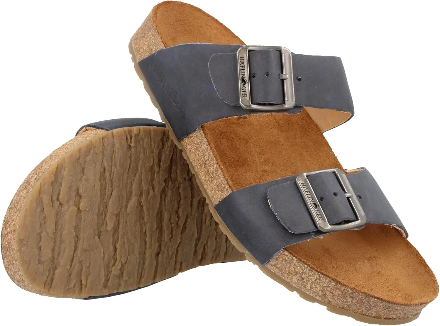 HAFLINGER Andrea Elegant Leather Sandals with Rubber Sole and Cork Latex Footbed Unisex
