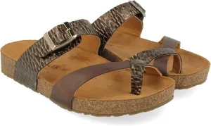 HAFLINGER Bio Juno Leather Mules Sandal Cork Footbed Unisex, Braun 1781, 8.5 Women