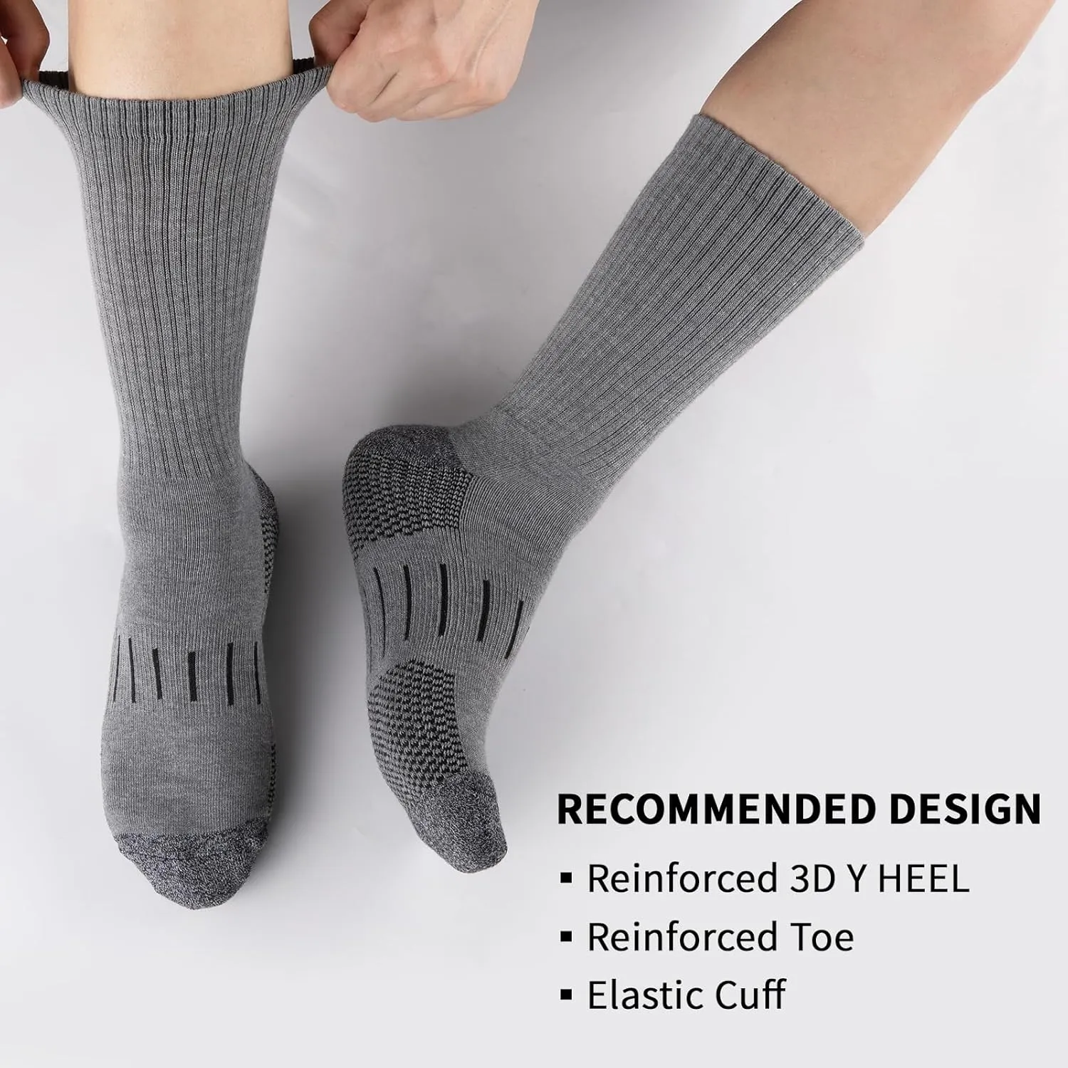 Heatuff Men’s 6 Pairs Crew Athletic Work Socks Performance Cushion Moisture Wicking Socks