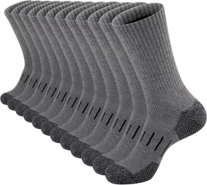 Heatuff Men’s 6 Pairs Crew Athletic Work Socks Performance Cushion Moisture Wicking Socks