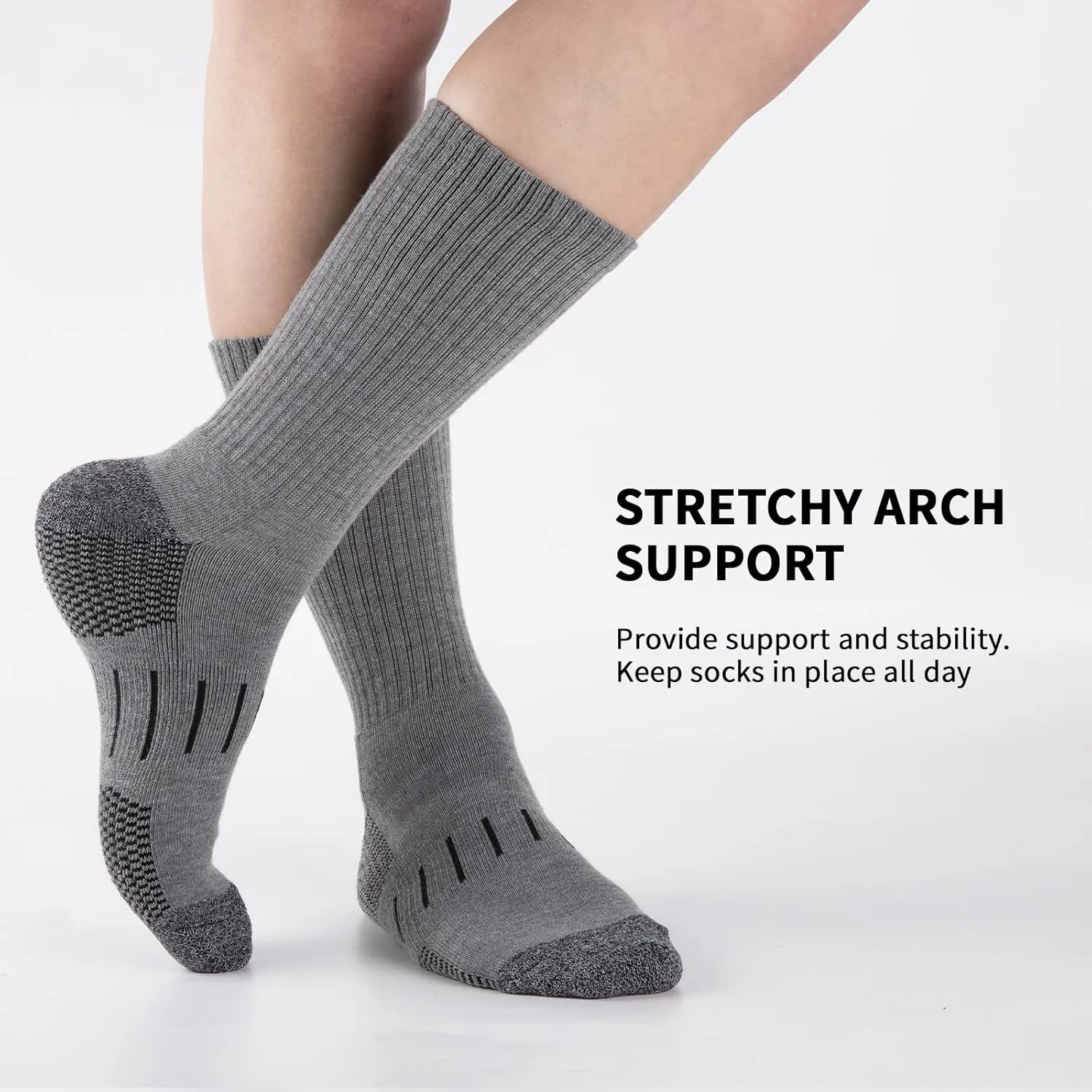 Heatuff Men’s 6 Pairs Crew Athletic Work Socks Performance Cushion Moisture Wicking Socks