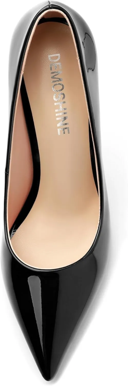 High Heels Pumps for Women Stiletto Patent Pointed Closed Toe Slip on Sexy Classic Wedding Dressy Shoes