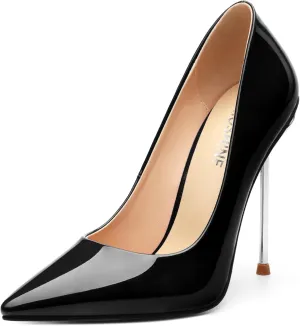 High Heels Pumps for Women Stiletto Patent Pointed Closed Toe Slip on Sexy Classic Wedding Dressy Shoes