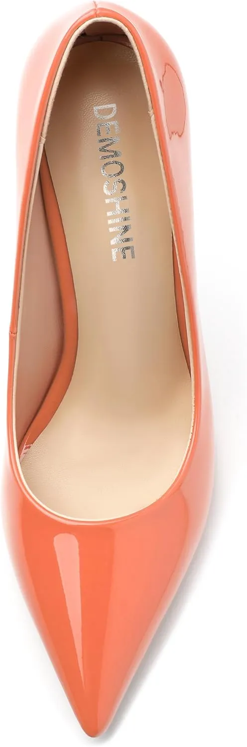 High Heels Pumps for Women Stiletto Patent Pointed Closed Toe Slip on Sexy Classic Wedding Dressy Shoes