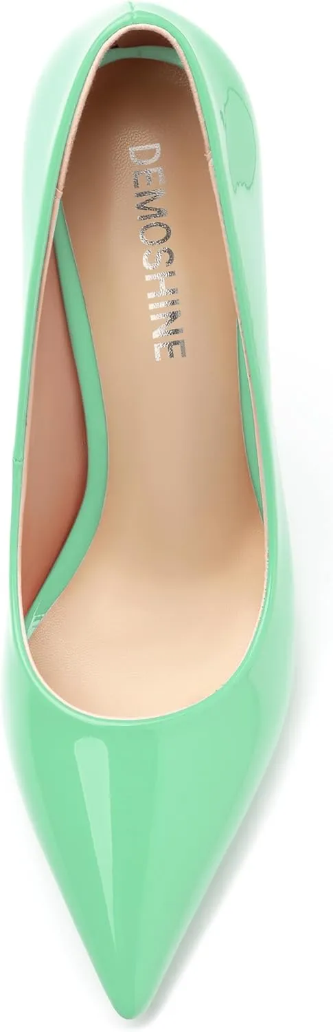 High Heels Pumps for Women Stiletto Patent Pointed Closed Toe Slip on Sexy Classic Wedding Dressy Shoes