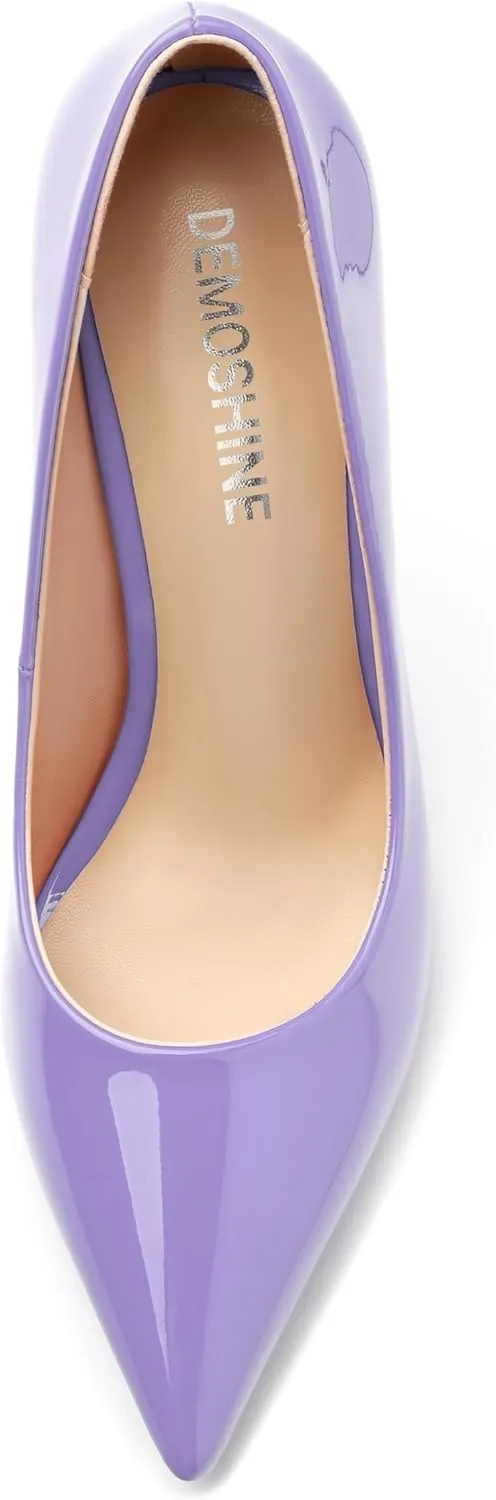 High Heels Pumps for Women Stiletto Patent Pointed Closed Toe Slip on Sexy Classic Wedding Dressy Shoes