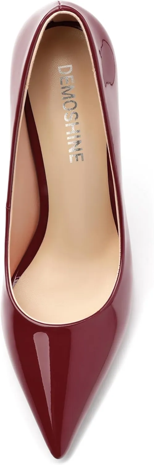 High Heels Pumps for Women Stiletto Patent Pointed Closed Toe Slip on Sexy Classic Wedding Dressy Shoes