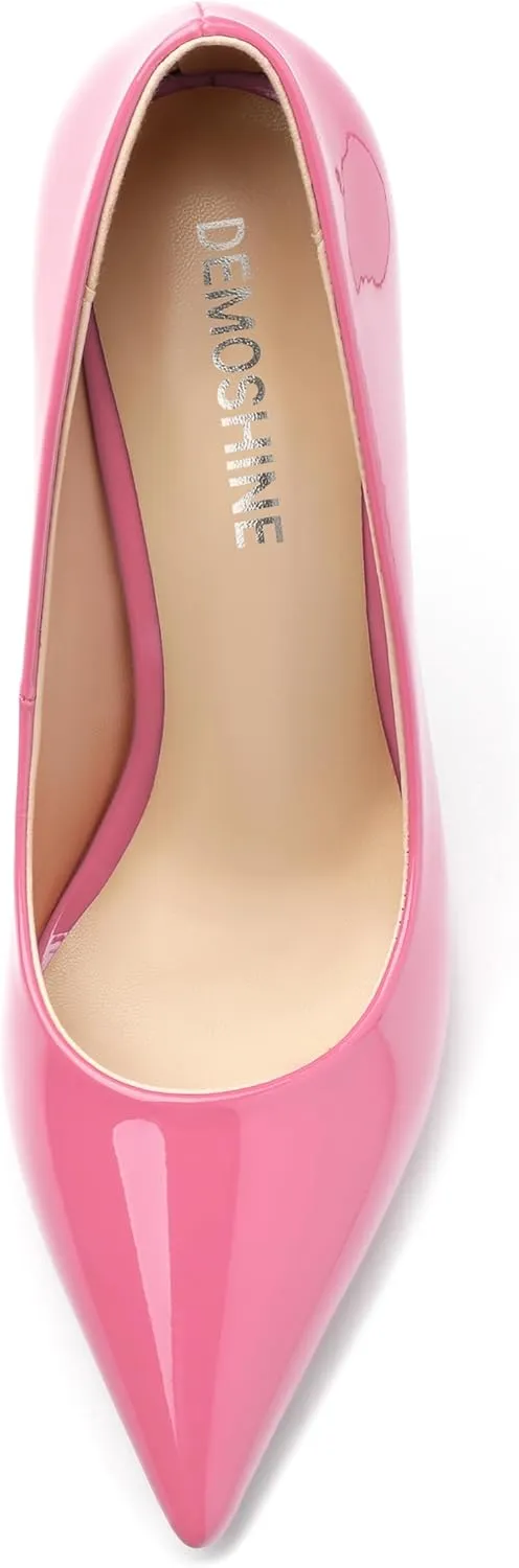 High Heels Pumps for Women Stiletto Patent Pointed Closed Toe Slip on Sexy Classic Wedding Dressy Shoes