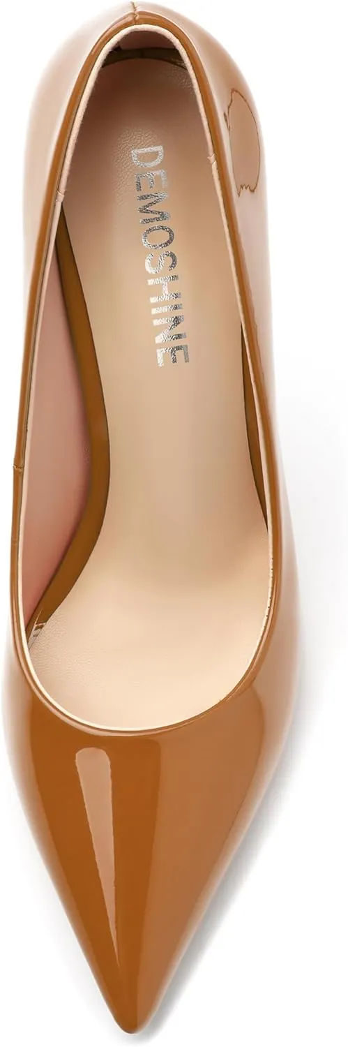 High Heels Pumps for Women Stiletto Patent Pointed Closed Toe Slip on Sexy Classic Wedding Dressy Shoes
