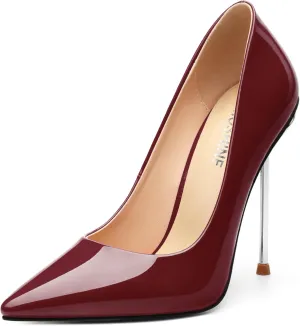 High Heels Pumps for Women Stiletto Patent Pointed Closed Toe Slip on Sexy Classic Wedding Dressy Shoes
