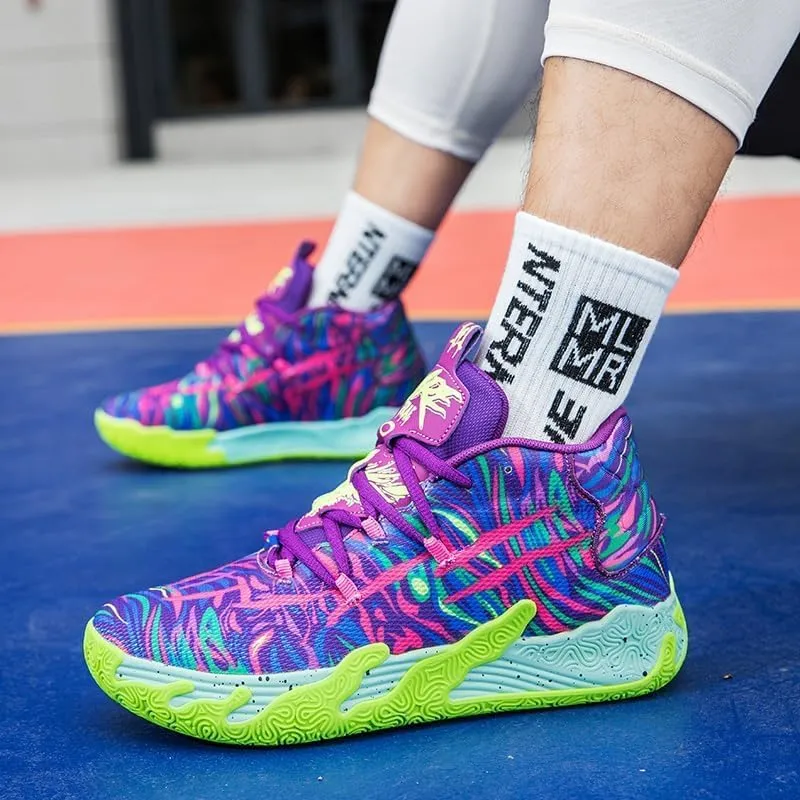 High top Neutral Basketball Shoes Men's Shoes Women's Shoes Super Light Sneakers wear Resistant high top Graffiti Style Combat Shoes Couple Style