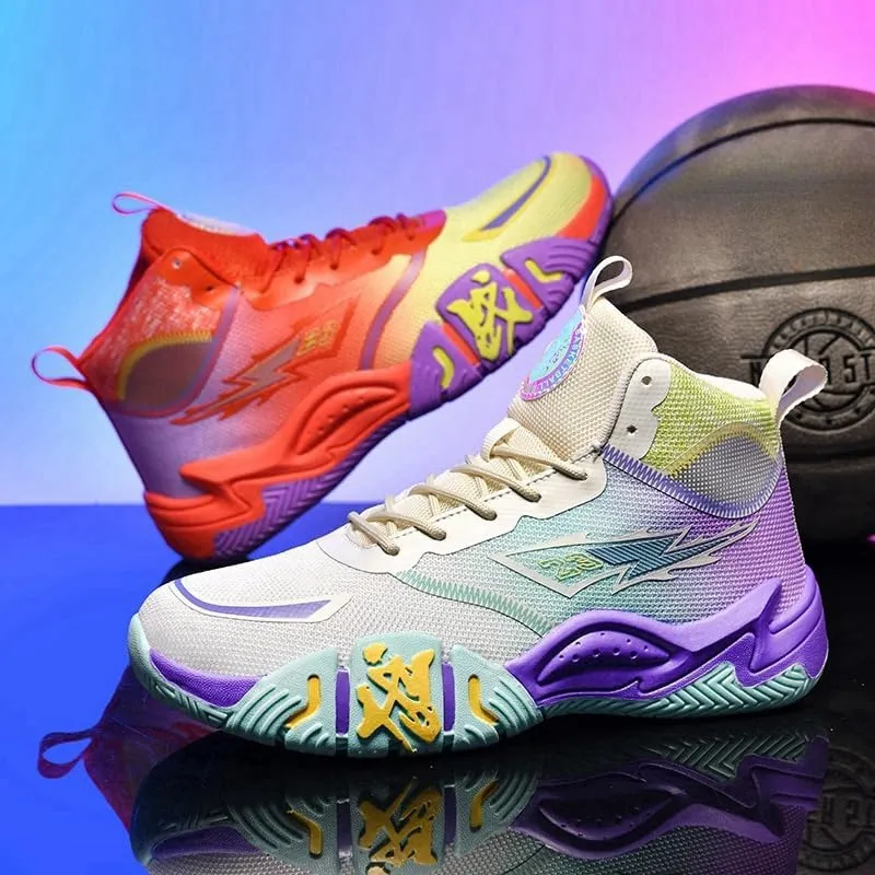 High Top Womens Mens Basketball Shoes Fashion Colorful Painting Running Sneakers Breathable Non-Slip Outdoor Casual Lightweight Sport Shoes