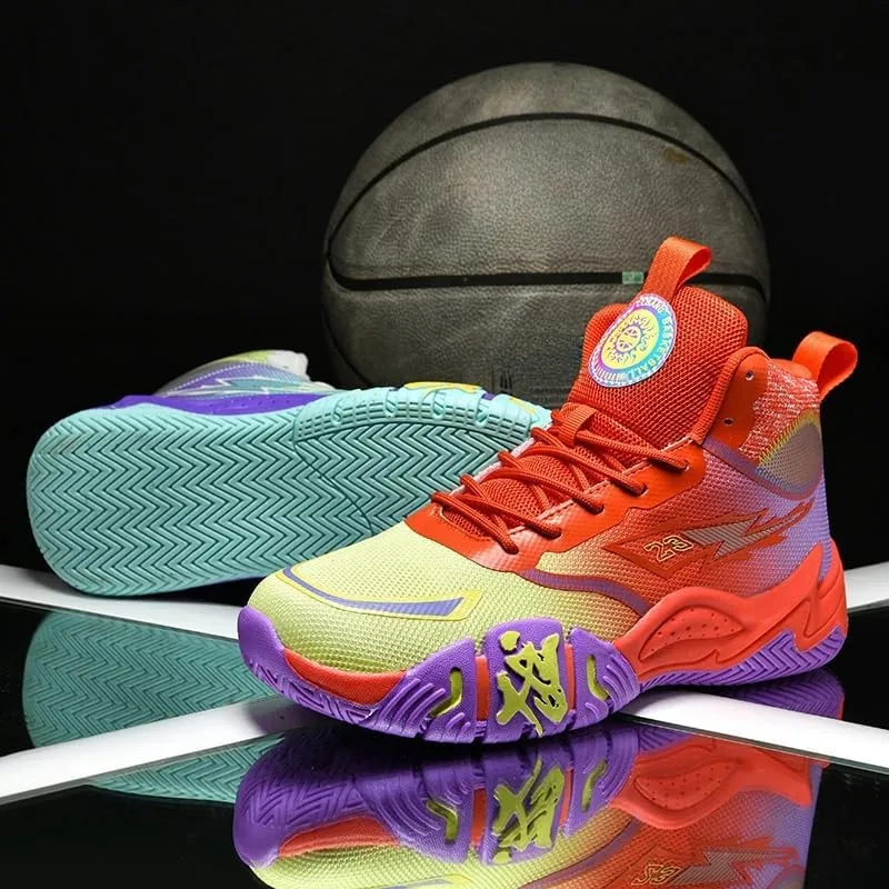 High Top Womens Mens Basketball Shoes Fashion Colorful Painting Running Sneakers Breathable Non-Slip Outdoor Casual Lightweight Sport Shoes