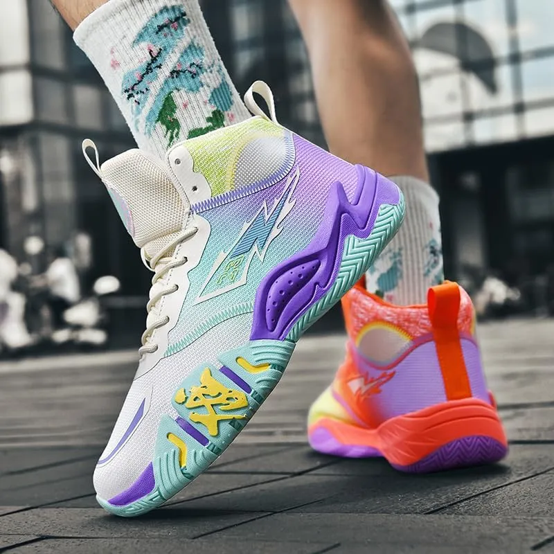 High Top Womens Mens Basketball Shoes Fashion Colorful Painting Running Sneakers Breathable Non-Slip Outdoor Casual Lightweight Sport Shoes