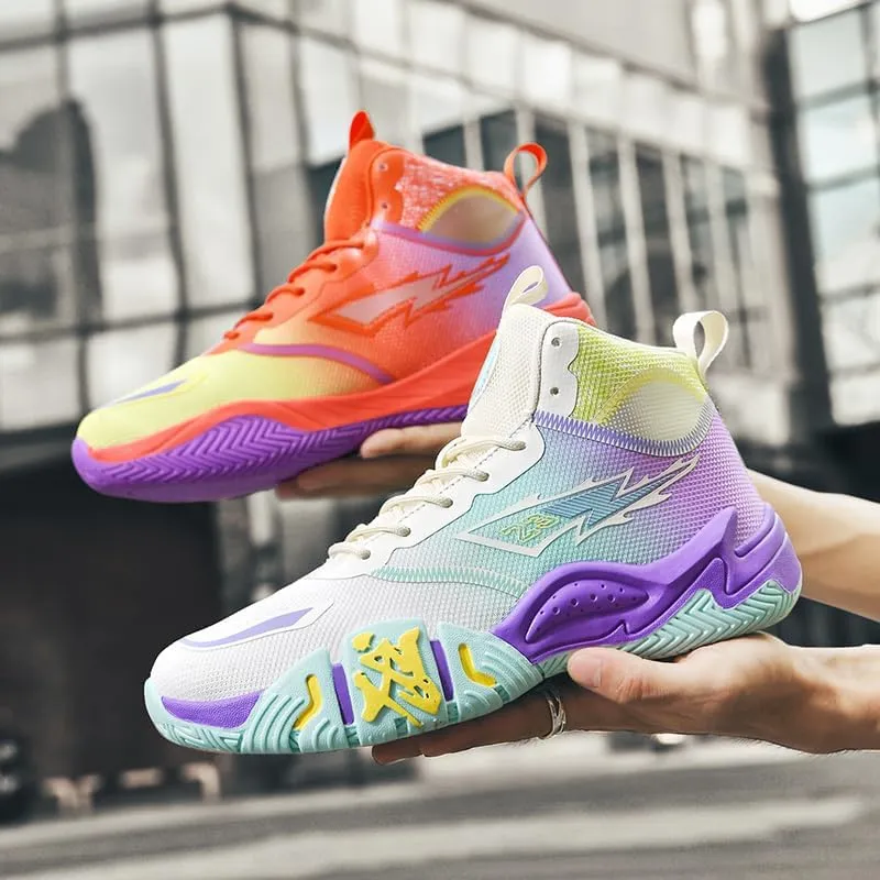 High Top Womens Mens Basketball Shoes Fashion Colorful Painting Running Sneakers Breathable Non-Slip Outdoor Casual Lightweight Sport Shoes