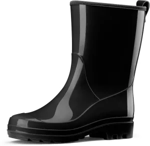 HISEA Women's Mid Calf Rain Boots Waterproof Garden Shoes Fashion Rubber Boots Anti-Slipping Rainboots for Ladies with Comfort Insole Lightweight Mid Height Outdoor Rain Shoes