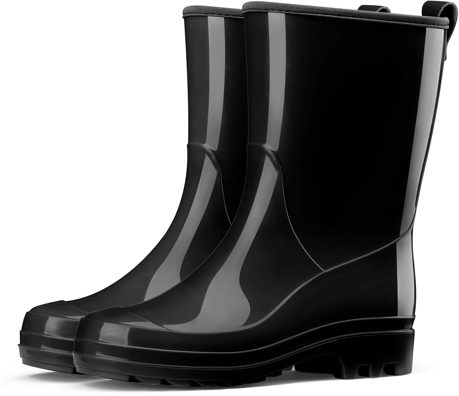 HISEA Women's Mid Calf Rain Boots Waterproof Garden Shoes Fashion Rubber Boots Anti-Slipping Rainboots for Ladies with Comfort Insole Lightweight Mid Height Outdoor Rain Shoes