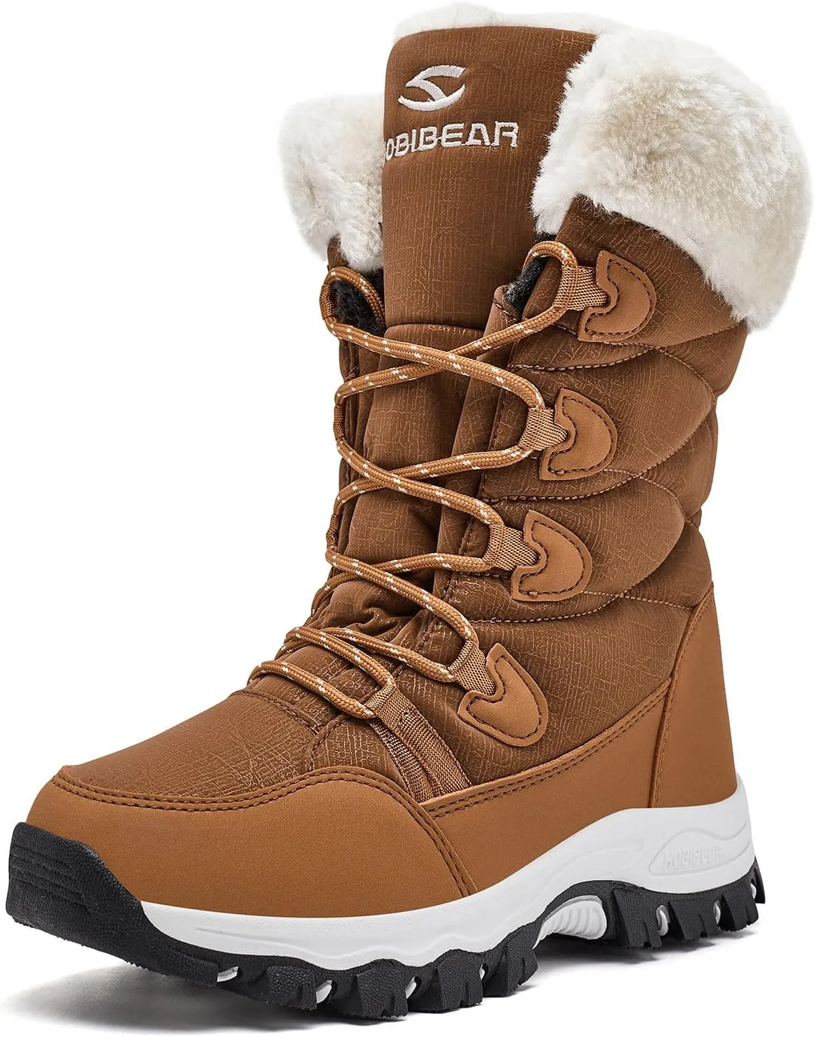 HOBIBEAR Women's Waterproof Winter Snow Boots Lightweight Warm Faux Fur Lined Mid-Calf Booties
