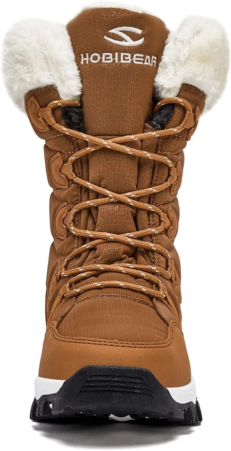 HOBIBEAR Women's Waterproof Winter Snow Boots Lightweight Warm Faux Fur Lined Mid-Calf Booties