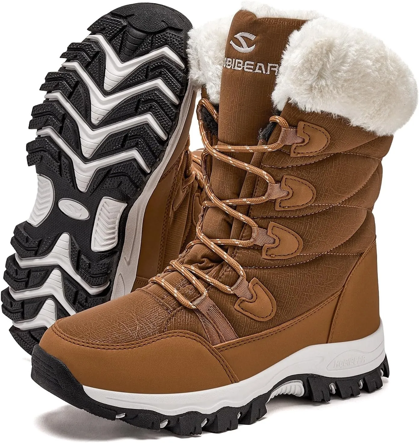 HOBIBEAR Women's Waterproof Winter Snow Boots Lightweight Warm Faux Fur Lined Mid-Calf Booties