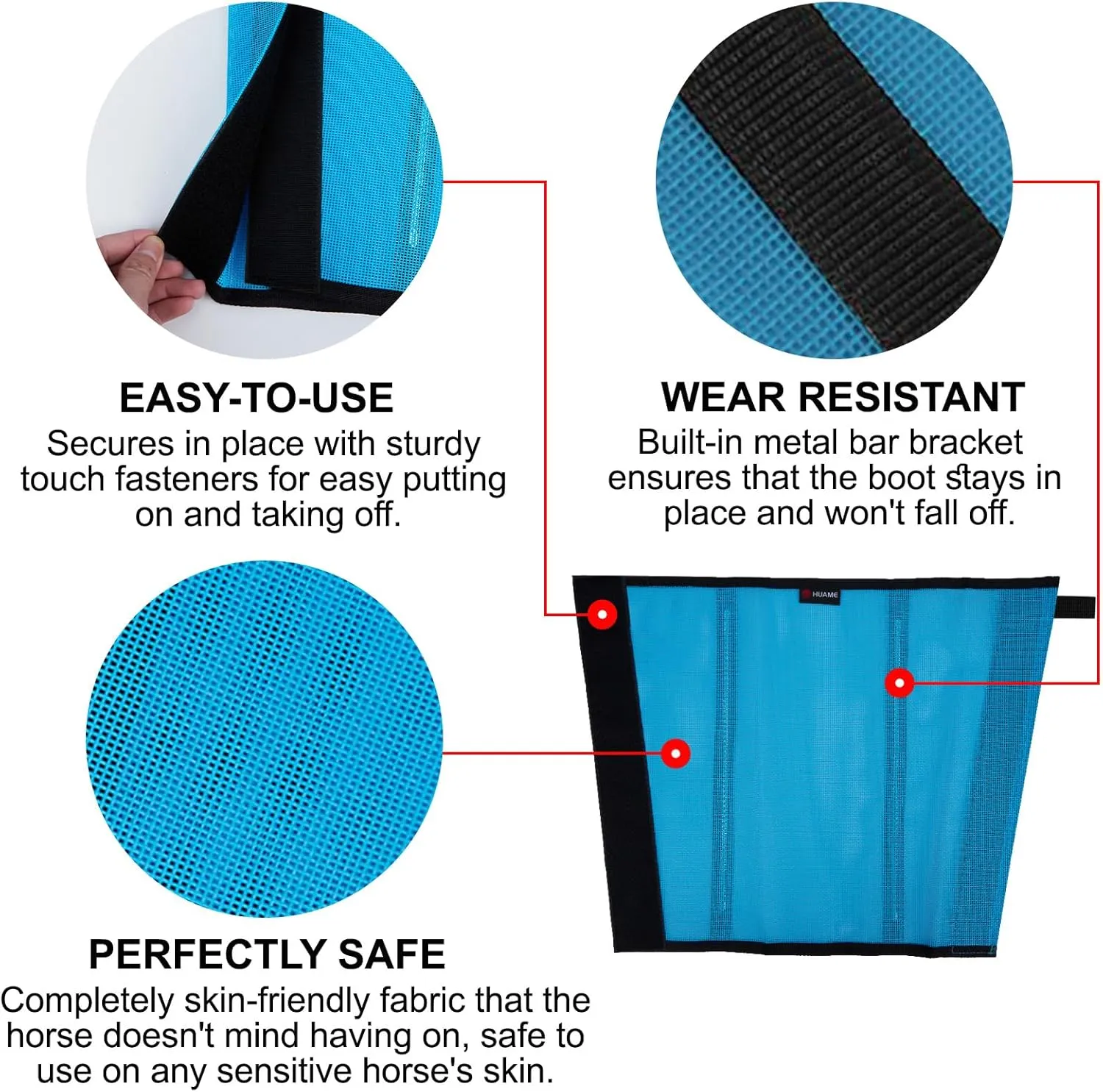 Horse Fly Boots, Breathable Mesh Protection Set of 4, Comfortable Horse Leggings, Breathable Mesh Design, Equine Supplies for Reduce Stomping, Hoof Damage & Leg Fatigue (Blue, Medium)
