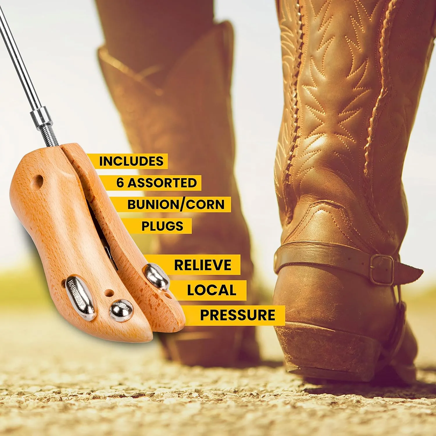 HOUNDSBAY Bloodhound Professional Western Cowboy Boot Stretcher for Men & Women - Widener Shoe Stretcher For Cowboy Boots