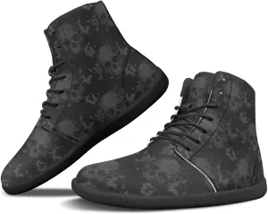 Howilath Gothic Skull Print High Top Sneakers for Men Wide Toe Barefoot Shoes Running Shoe with Anti-Skid Sole