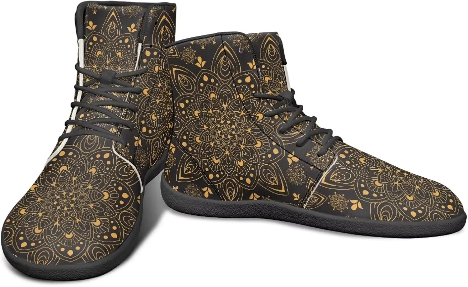 Howilath Horse Print High Top Sneakers for Men Wide Toe Barefoot Shoes Zero Drop Running Cross Training Shoe